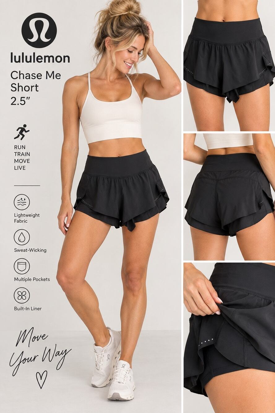 Lululemon Chase Me Short 2.5” Black Size 6 Discontinued Running Shorts